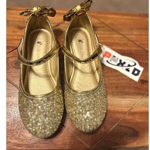 BoBo Angel Girls Gold‎ Glitter Bow Mary Jane Shoes Size EU30/US12